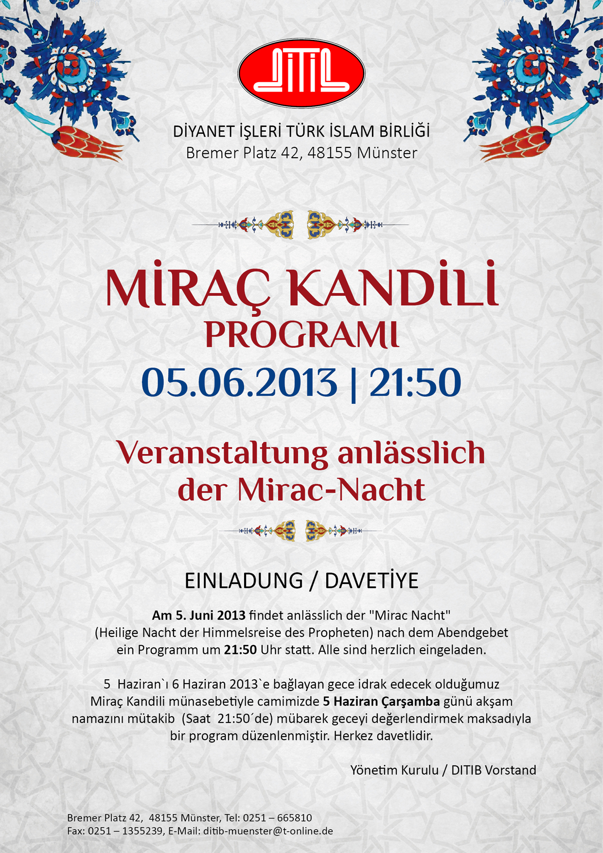 DITIB Münster Mirac Kandili Programi 2013